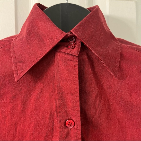 Crimson Red NY & Co Button Down Tailored French Cuff Blouse Small - Picture 2 of 7
